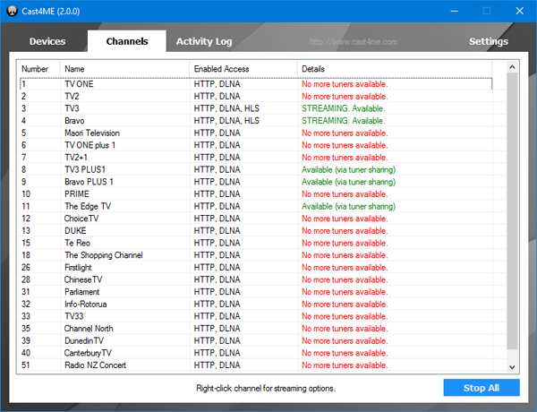 unavailable channels show in red